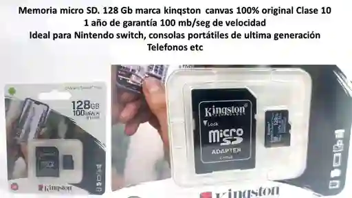 Memoria Micro Sd 128gb Kinqston Canvas Original 1 Año De Garantia