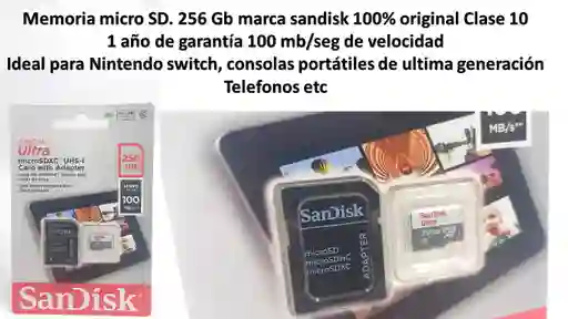 Memoria Micro Sd 256gb Sandisk Original 1año De Garantia