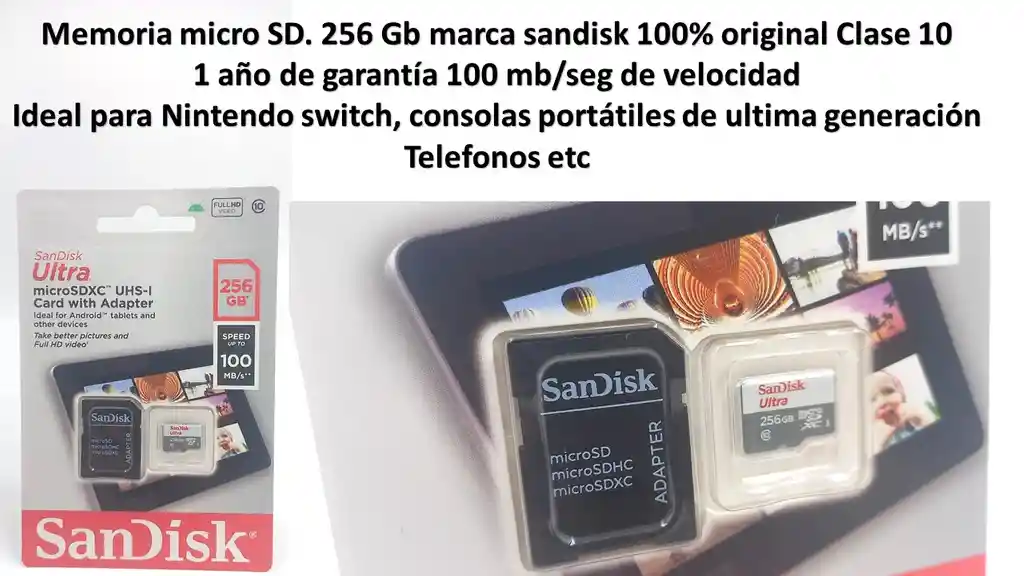 Memoria Micro Sd 256gb Sandisk Original 1año De Garantia