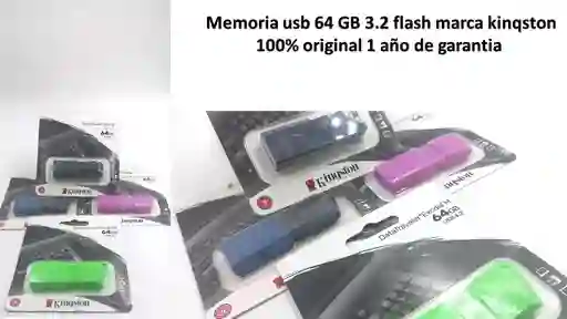 Memoria Usb 64gb Kinqston 3.2 Flash Original 1 Año De Garantia
