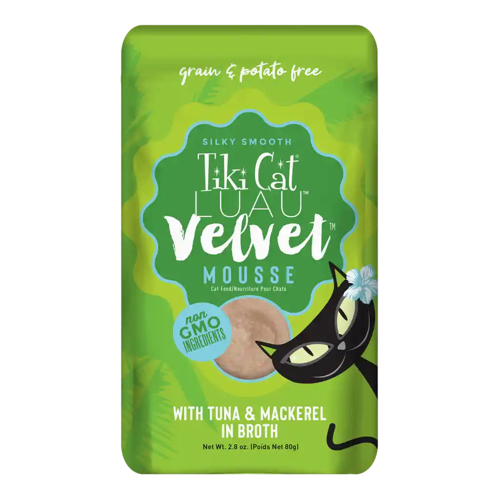 Tiki Cat Luau Velvet Mousse Pouch 80 Gr Atun Y Caballa En Caldo