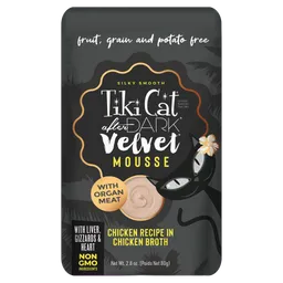 Tiki Cat After Dark Velvet Mousse Pouch 80 Gr Pollo En Caldo De Pollo