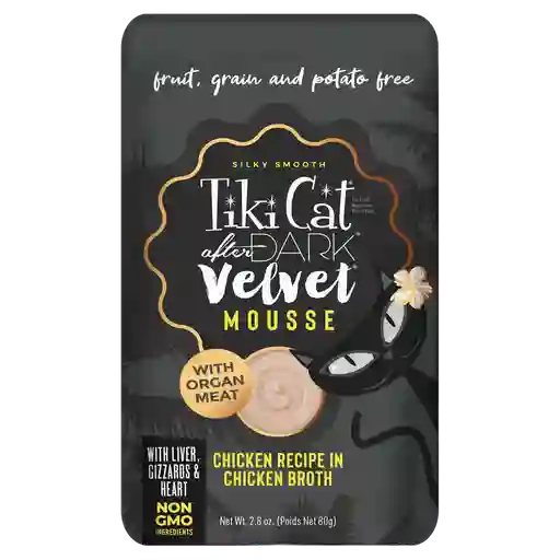 Tiki Cat After Dark Velvet Mousse Pouch 80 Gr Pollo En Caldo De Pollo