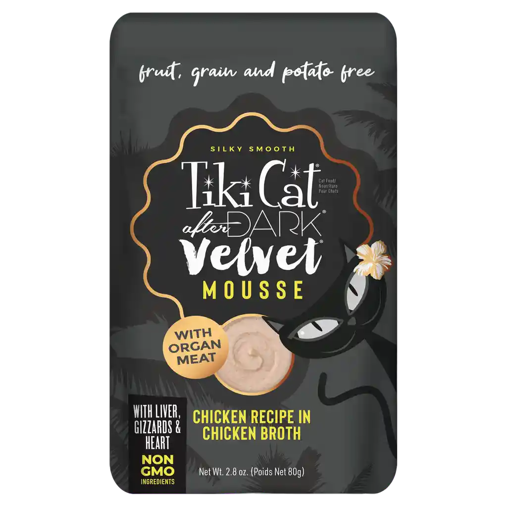 Tiki Cat After Dark Velvet Mousse Pouch 80 Gr Pollo En Caldo De Pollo