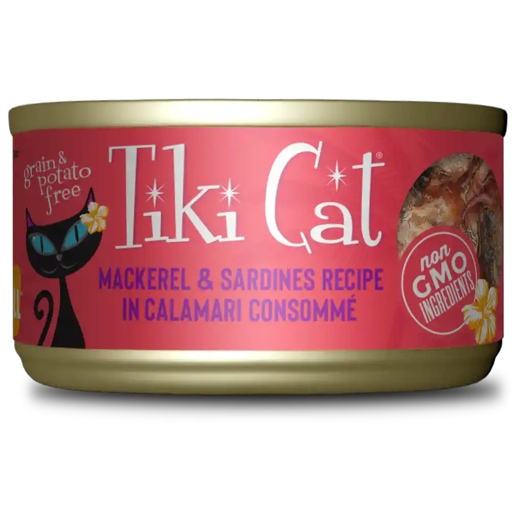 Tiki Cat Grill Lata 80 Gr Caballa Y Sardinas En Sopa De Calamar