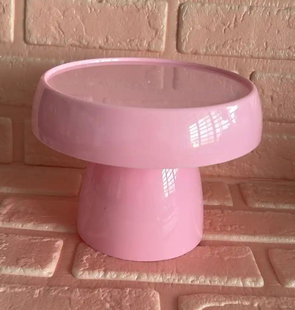 Soporte O Base Para Tortas En Forma De Hongo Rosado