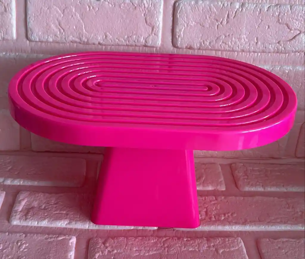 Soporte O Base Para Tortas Ovalada Fucsia Neon