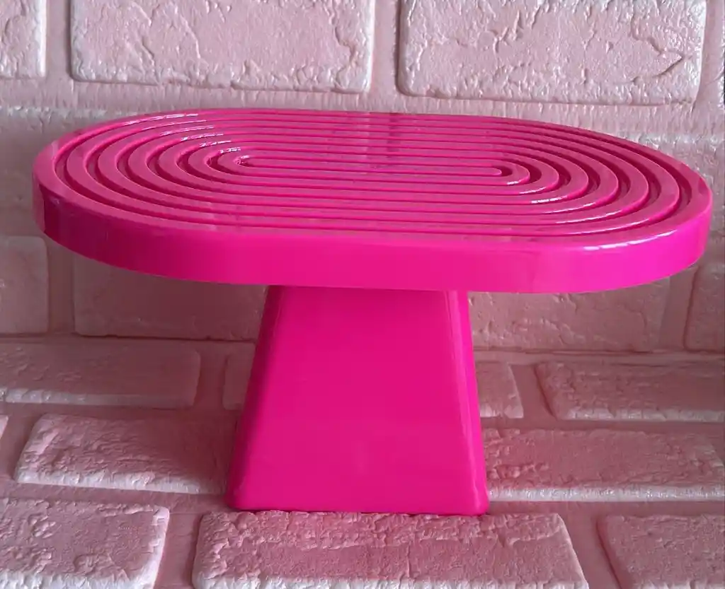 Soporte O Base Para Tortas Ovalada Fucsia Neon