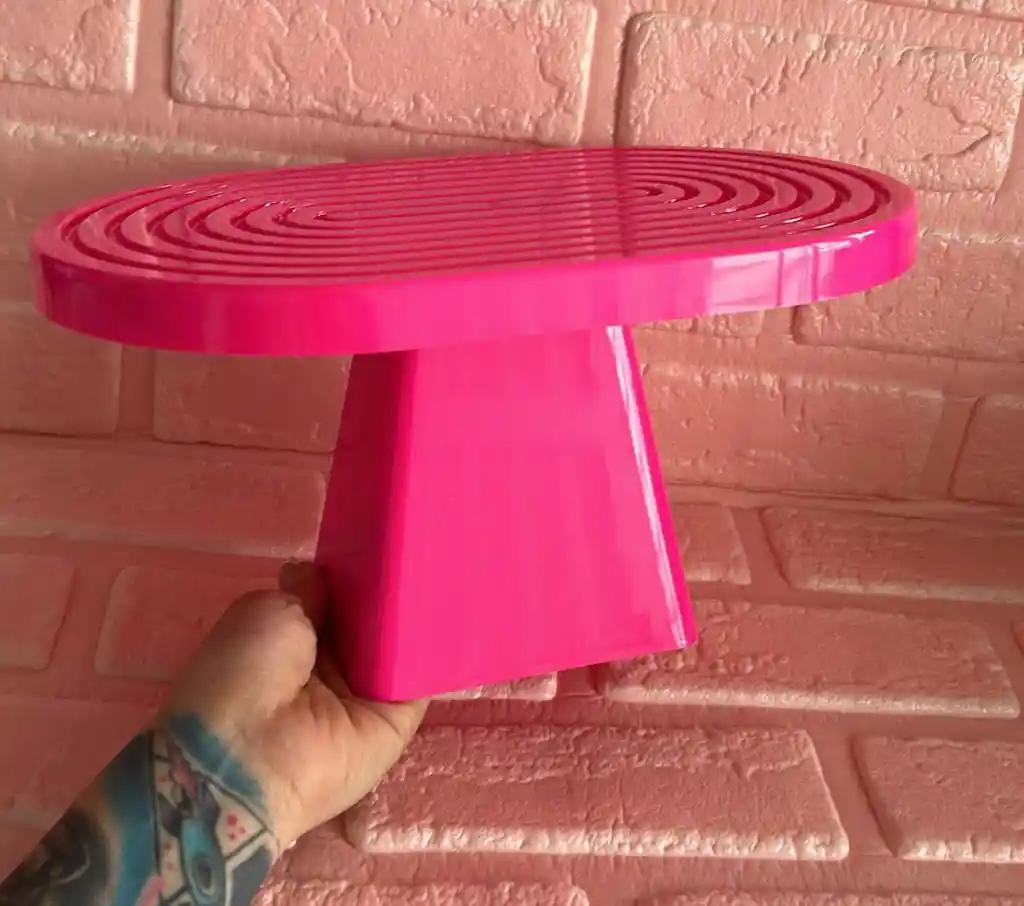 Soporte O Base Para Tortas Ovalada Fucsia Neon