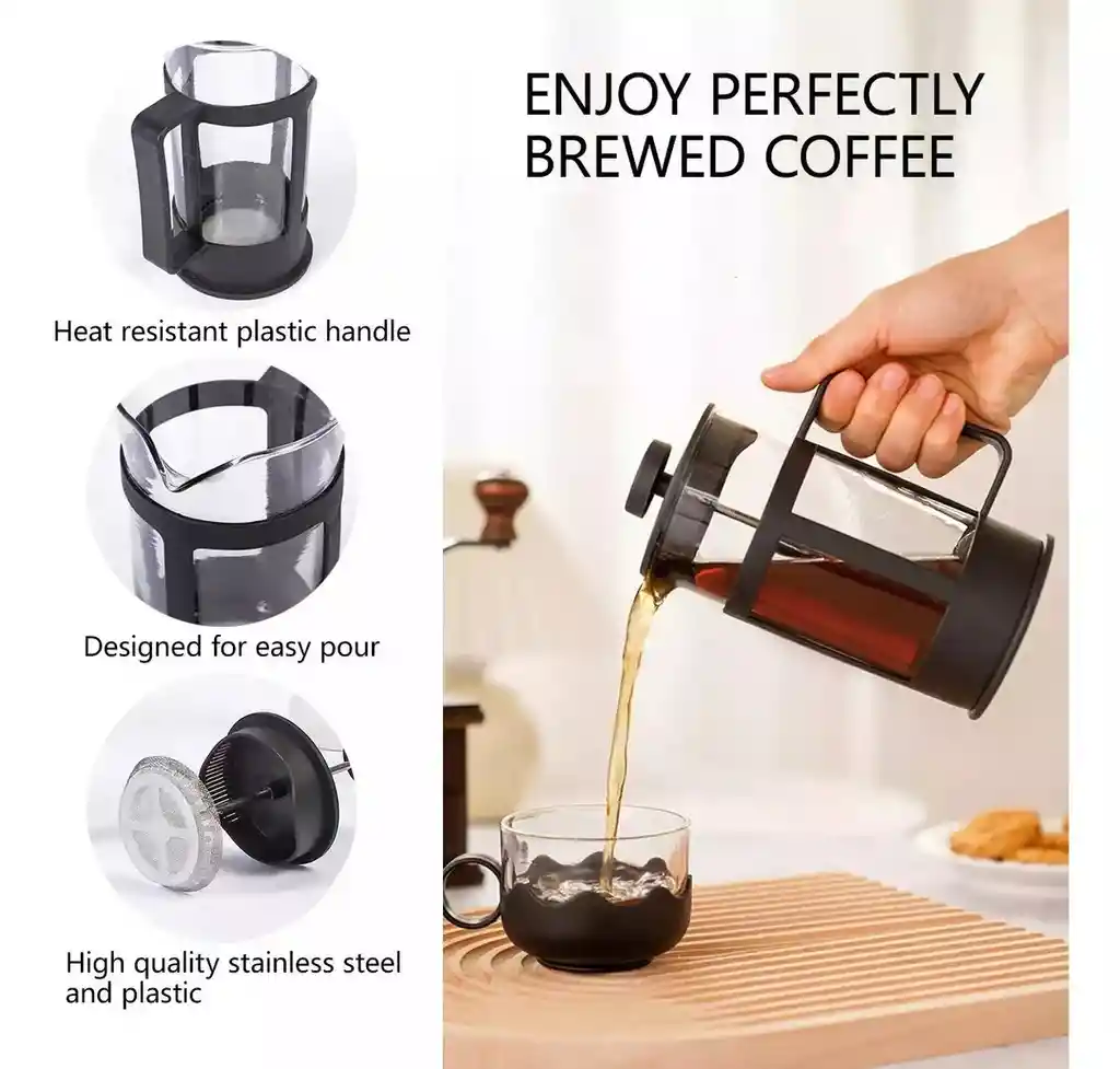 Prensa Francesa Cafe Cafetera Vidrio 350ml Filtro Acero Inox