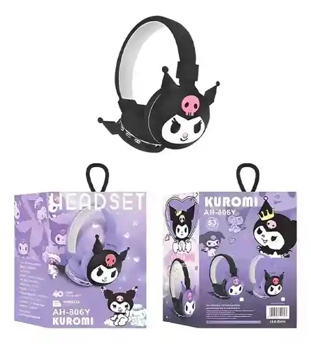 Audífonos Diadema Diferentes Personajes Bluetooth Ajustables Color Kuromi Negro