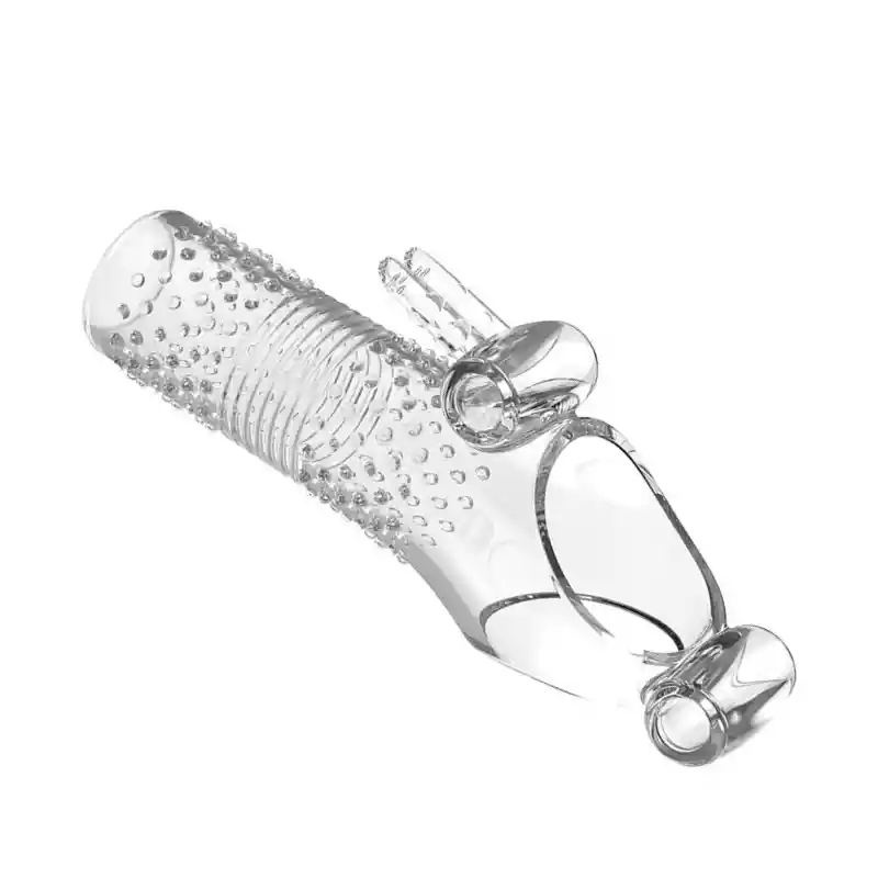 Funda Para Pene Doble Bala Vibradora Y Bloqueo De Esperma