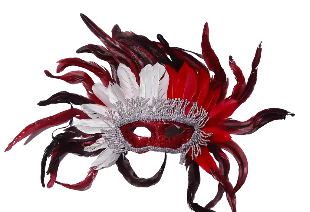 Halloween Hora Loca Antifaz Grande Con Plumas