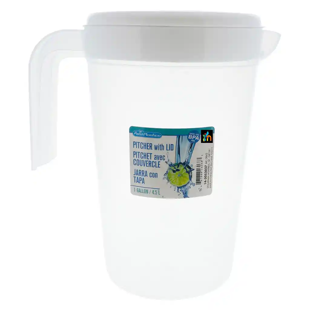 Jarra Con Tapa Y Mango Plastica Para Bebidas