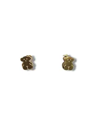 Aretes Acero Inoxidable Osos Dobles Dorados Garantia Original + Bolsita De Lujo