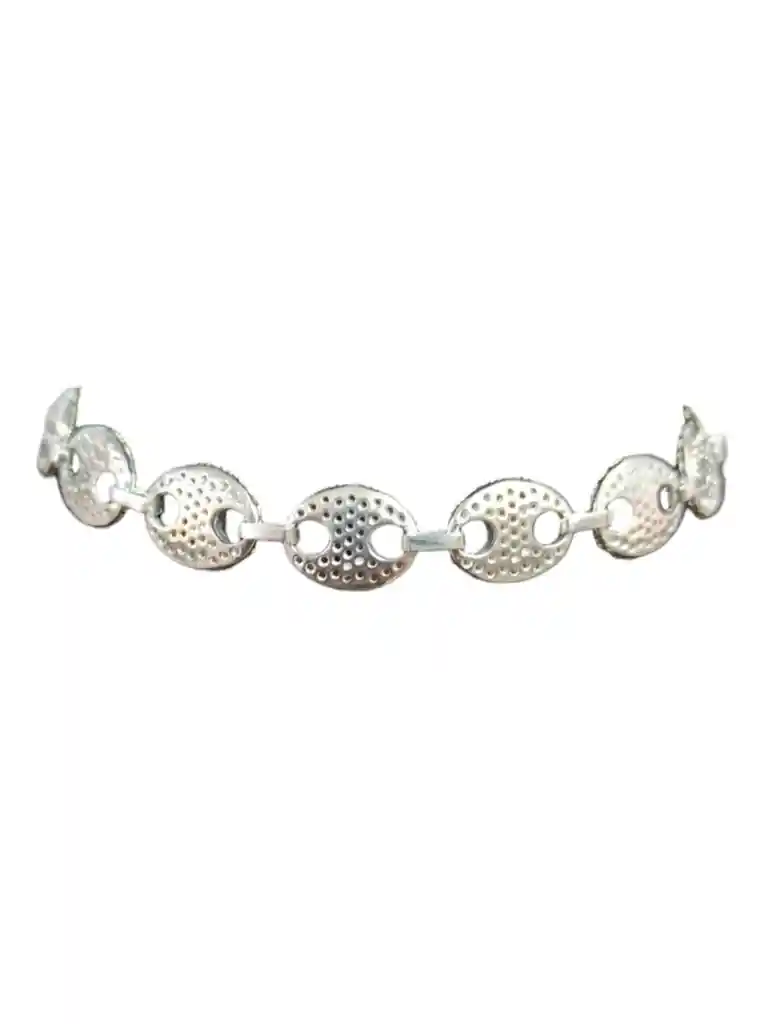 Pulsera Manilla Plata Ley 925 Eslabones Gruesos Plateada Garantia Original + Bolsita De Tela