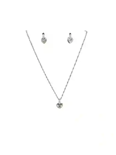 Trio Plata Ley 925 - Corazon Brillante + Estuche De Lujo