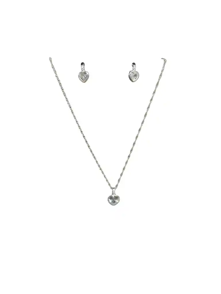 Trio Plata Ley 925 - Corazon Brillante + Estuche De Lujo