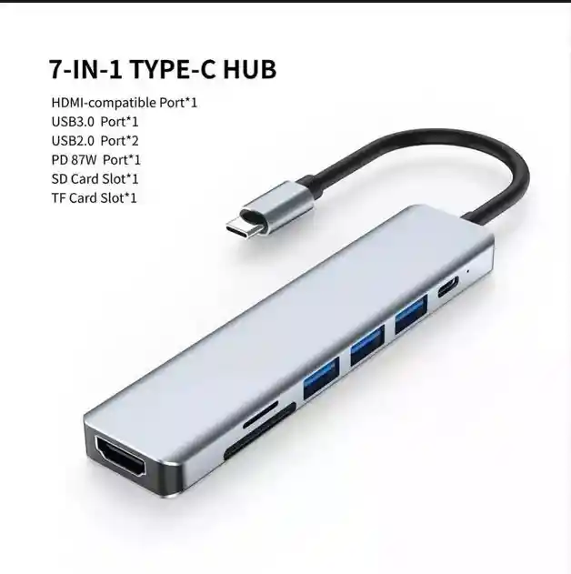 Adaptador Usb C 7 En 1 Multipuerto Hub Usb C Hdmi 4k