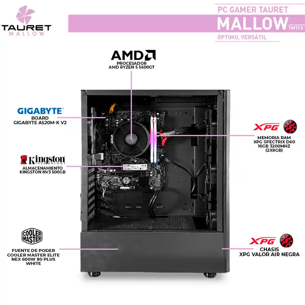 Pc Gamer Tauret Mallow Tm113 Amd Ryzen 5 5600gt Ram 16gb M.2 500gb