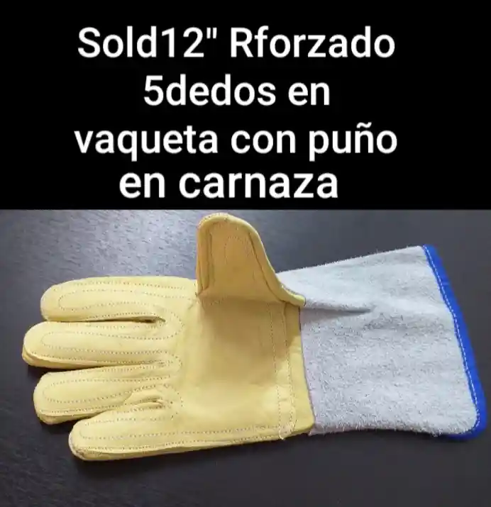 Guante Soldador De 12 Vaqueta Reforzado Puño Carnaza X 12 Pares