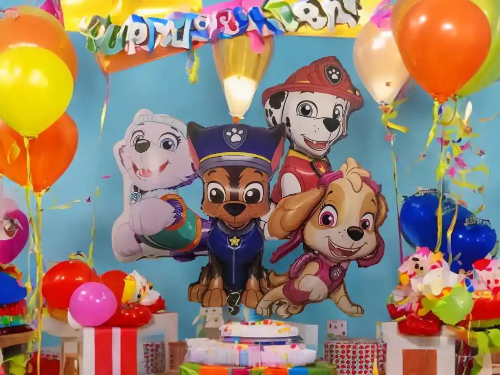 Bouquet X4 Globos Metálizados Patrulla Canina Paw Patrol