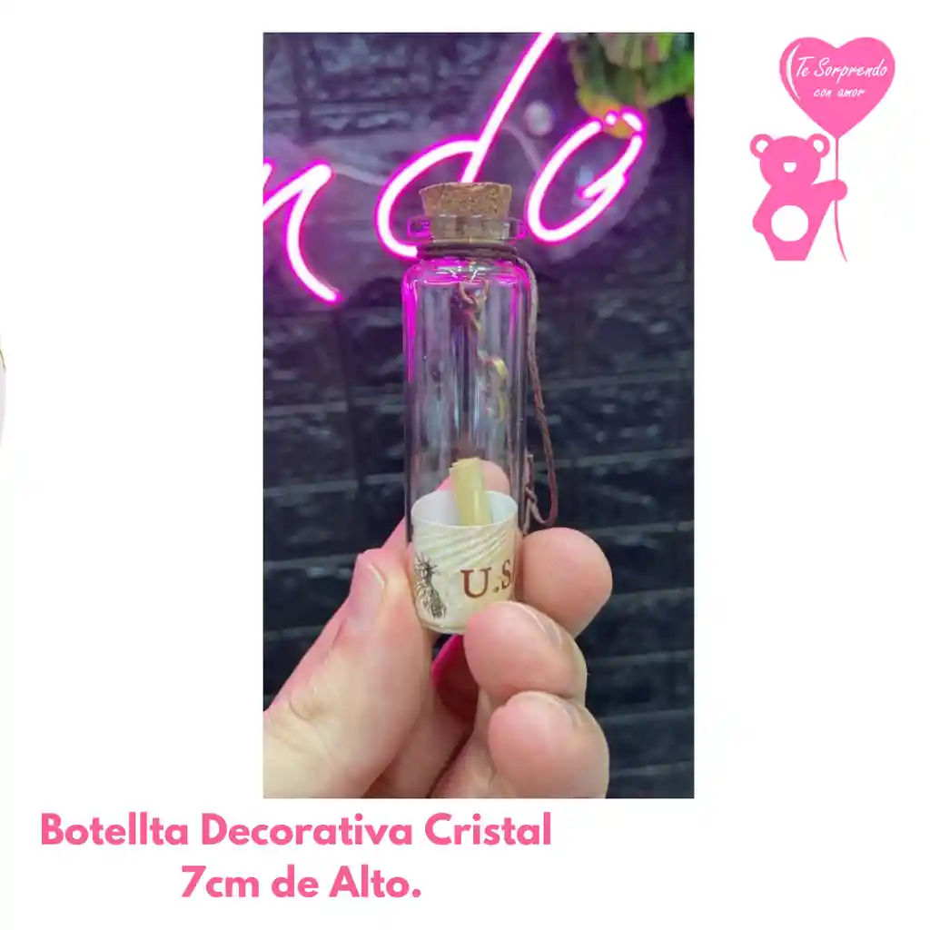 Botella Decorativa Cristal 7cm Alto