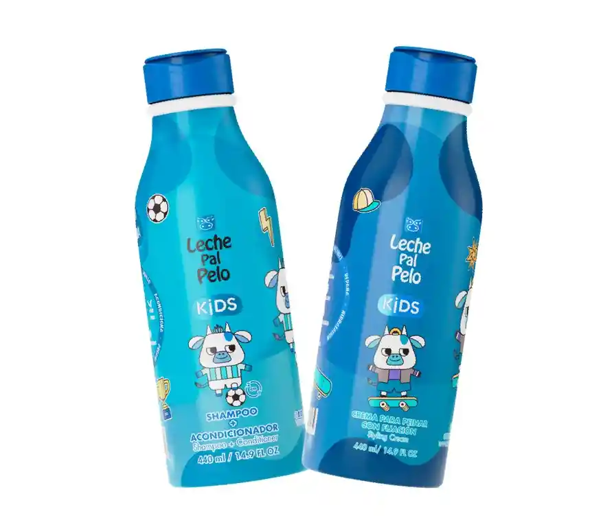 Kit Kids Niño Shampoo + Crema Peinar Leche Pal Pelo 440ml