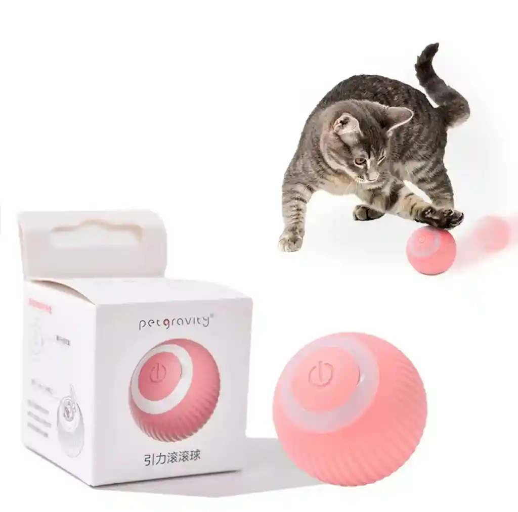 Pelota Giratoria De Juguete Inteligente Para Mascotas Y Gato Color Azul/rosa