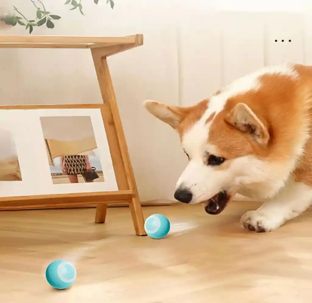 Pelota Giratoria De Juguete Inteligente Para Mascotas Y Gato Color Azul/rosa