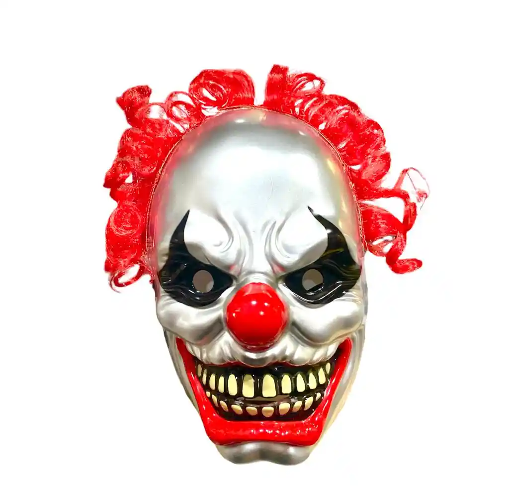 Mascara De Payaso Malo Blanca O Plateada Para Hora Loca, Halloween, Carnaval