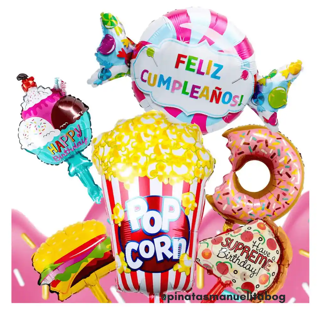 Kit Globos Metalizados Food X 6 Und Sin Inflar