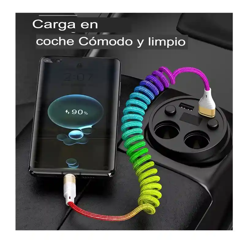 Cable Tipo C Retráctril De Colores 3a Carga Rapidade 1 Metro