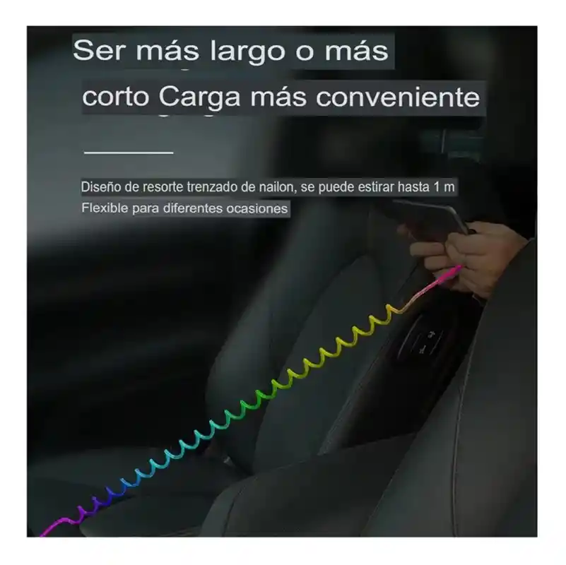 Cable Tipo C Retráctril De Colores 3a Carga Rapidade 1 Metro