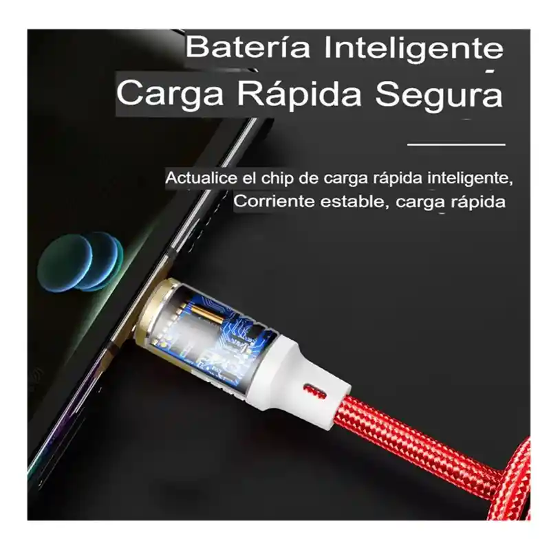 Cable Tipo C Retráctril De Colores 3a Carga Rapidade 1 Metro