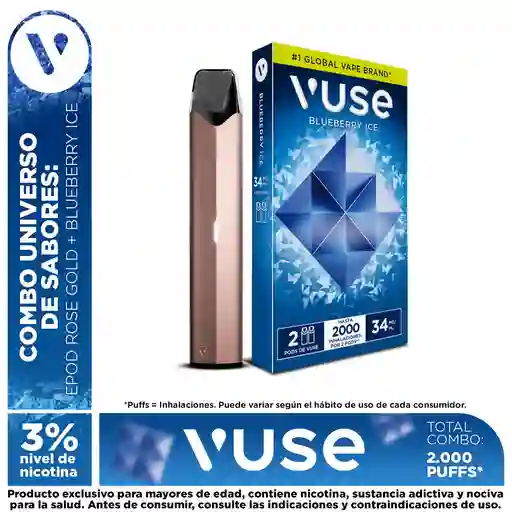 Combo Vuse: 1 Pack Capsula 3% + Gratis Dispositivo Epod Rose Gold