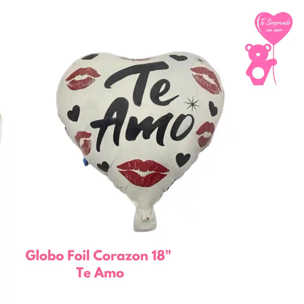 Globo Foil Corazon 18" Te Amo L Negras Y Besos