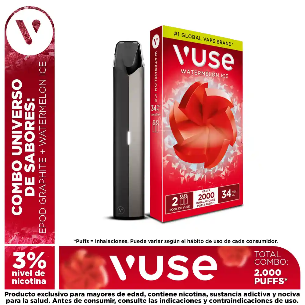 Combo Vuse: 1 Pack Capsula 3% + Gratis Dispositivo Epod Graphite