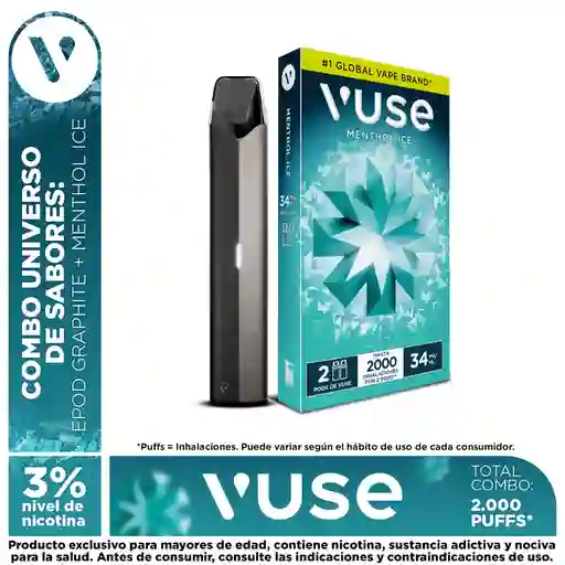 Combo Vuse: 1 Pack Capsula 3% + Gratis Dispositivo Epod Graphite