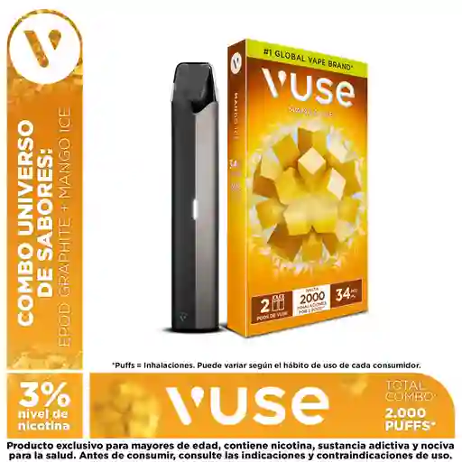 Combo Vuse: 1 Pack Capsula 3% + Gratis Dispositivo Epod Graphite