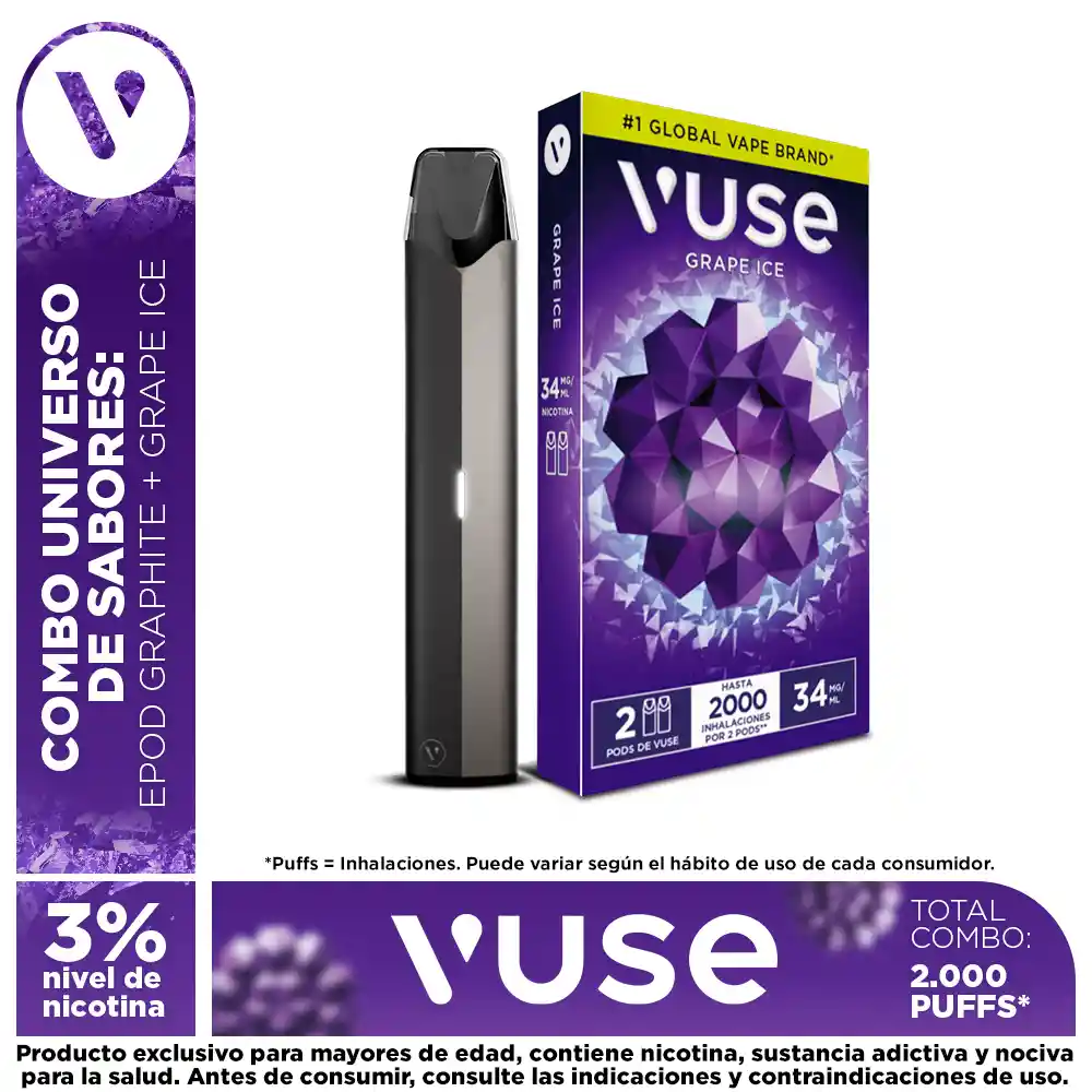 Combo Vuse: 1 Pack Capsula 3% + Gratis Dispositivo Epod Graphite