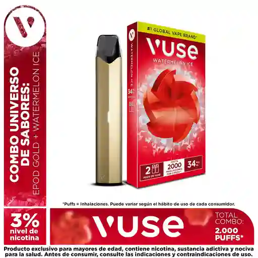 Combo Vuse: 1 Pack Capsula 3% + Gratis Dispositivo Epod Gold