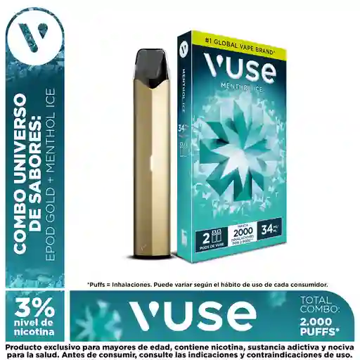 Combo Vuse: 1 Pack Capsula 3% + Gratis Dispositivo Epod Gold