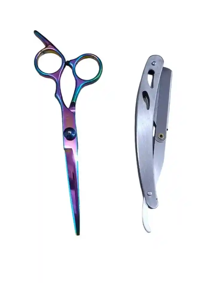 Tijeras Peluquería Corte Motilar + Barbera Metalica Barbería Profesional