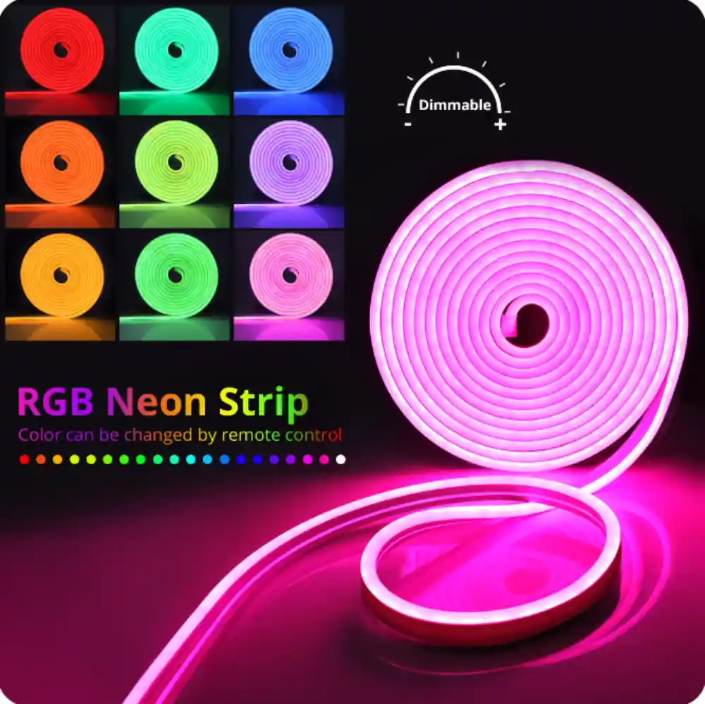 Cinta Led Neon Rgb 5 Metros Bluetooth 12v Alexa Google Home