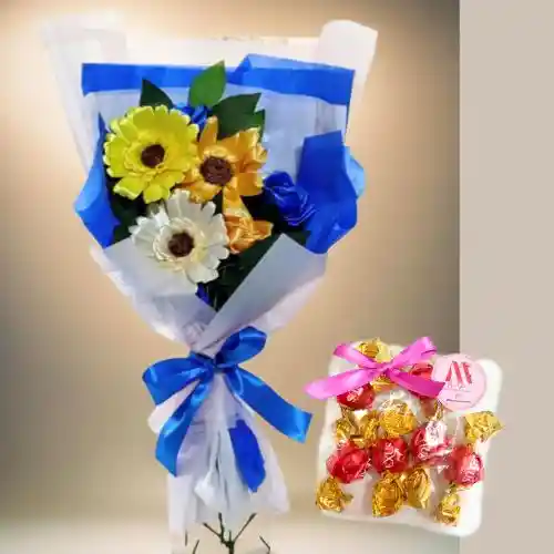 Flores Amarillas Y Chocolates, Gerberas Y Girasol