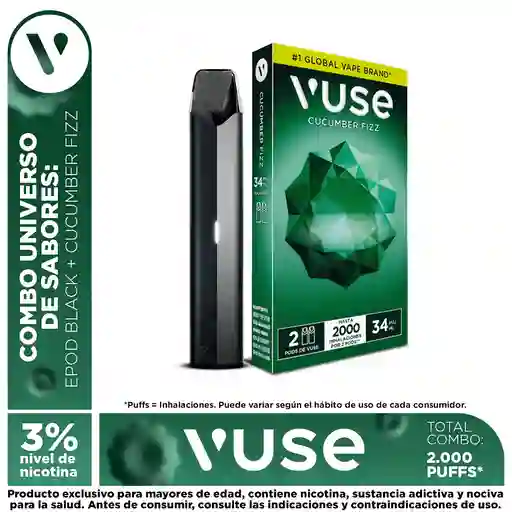 Combo Vuse: 1 Pack Capsula 3% + Gratis Dispositivo Epod Black