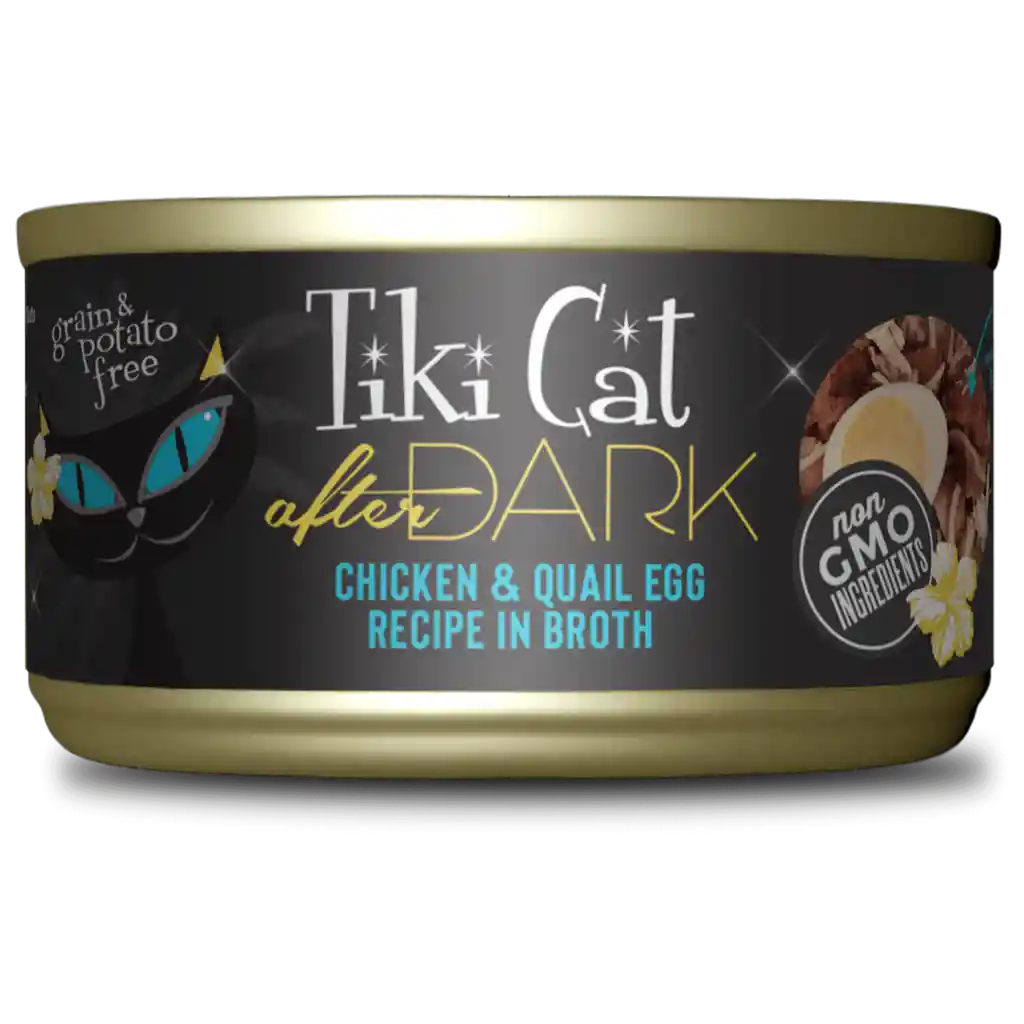 Tiki Cat After Dark Lata 80 Gr Pollo Y Huevo De Codorniz En Caldo