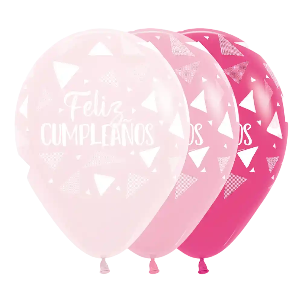 Bombas Globos Biodegradable De Latex Feliz Cumpleaños Triangulos Niña Surtidas R12