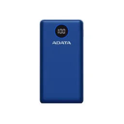 Power Bank Adata P20000qcd - Carga Rapida - 20000mah - 2 Puertos Usb - 1 Tipo C - Pantalla Indicadora De Carga - Azul